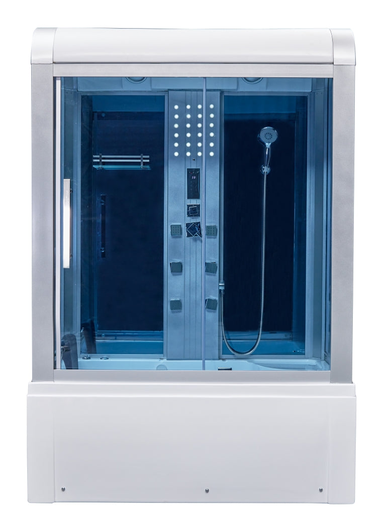 Mesa 501 White Rectangular Steam Shower with Jetted Bathtub