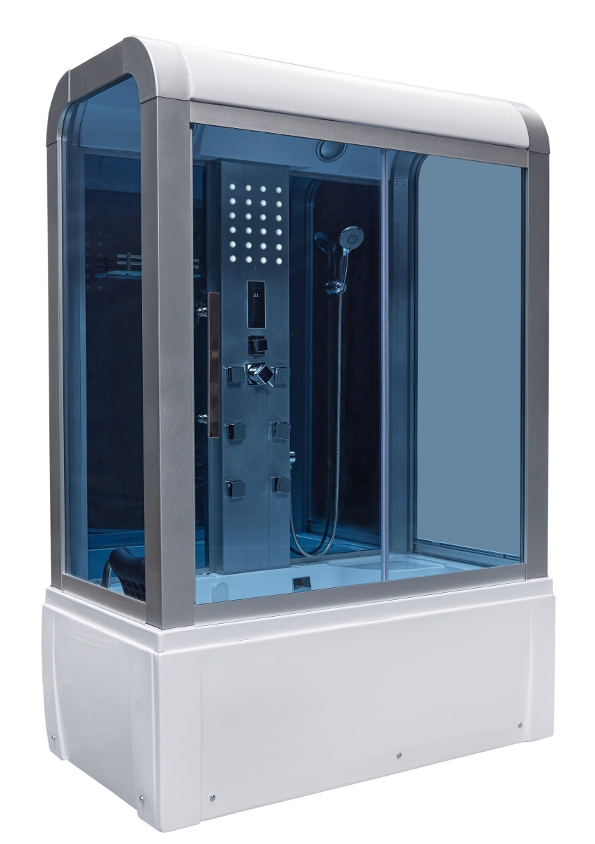 Mesa 501 White Rectangular Steam Shower with Jetted Bathtub