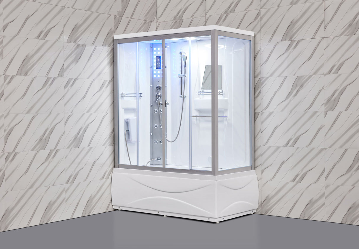 Mesa 905 Freestanding Left Side Steam Shower with Jetted Tub