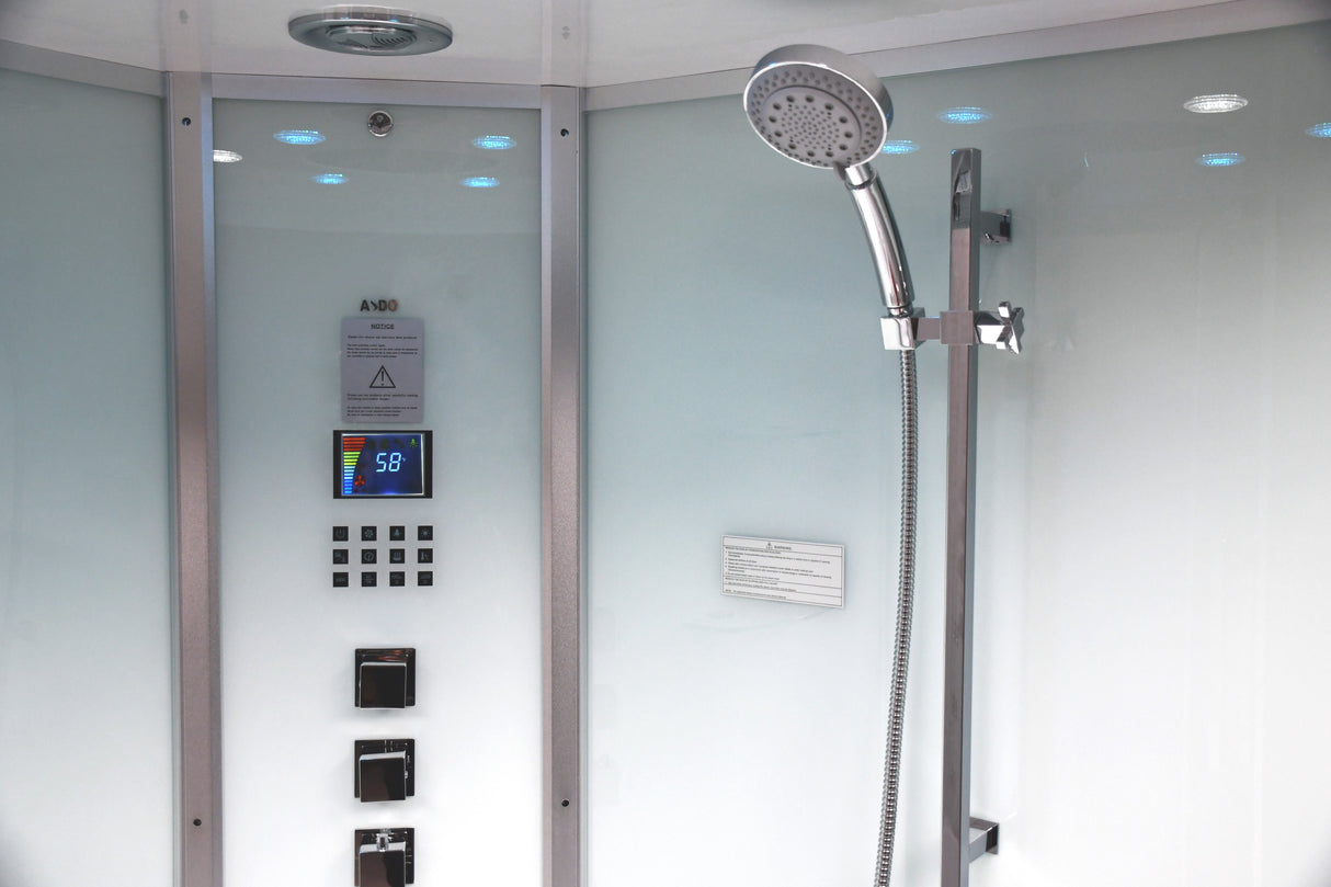 Platinum DA333F8 Corner White Steam Shower with Jetted Tub