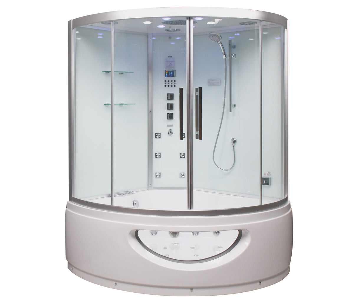 Platinum DA333F8 Corner White Steam Shower with Jetted Tub