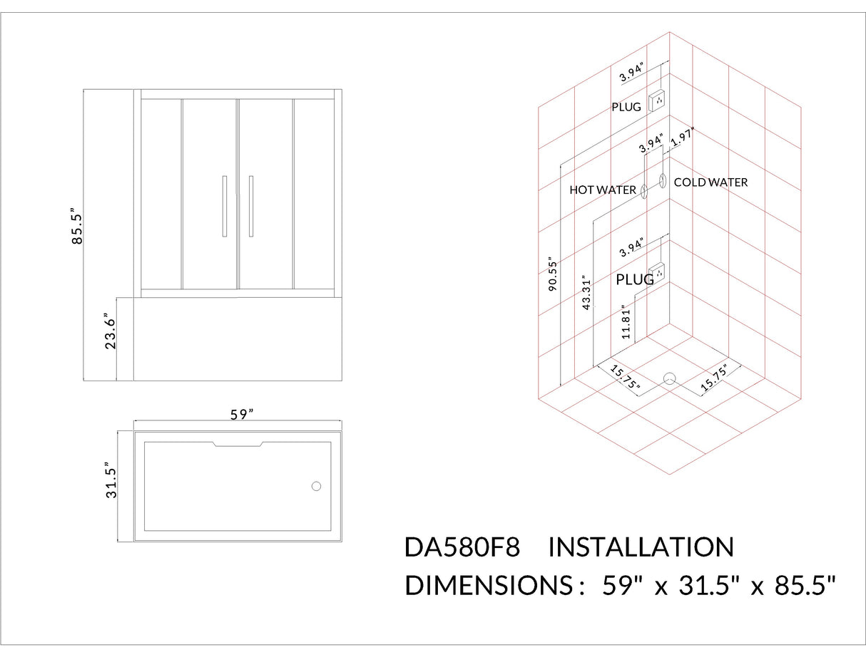 Platinum DA580 Steam Shower with Jetted Tub