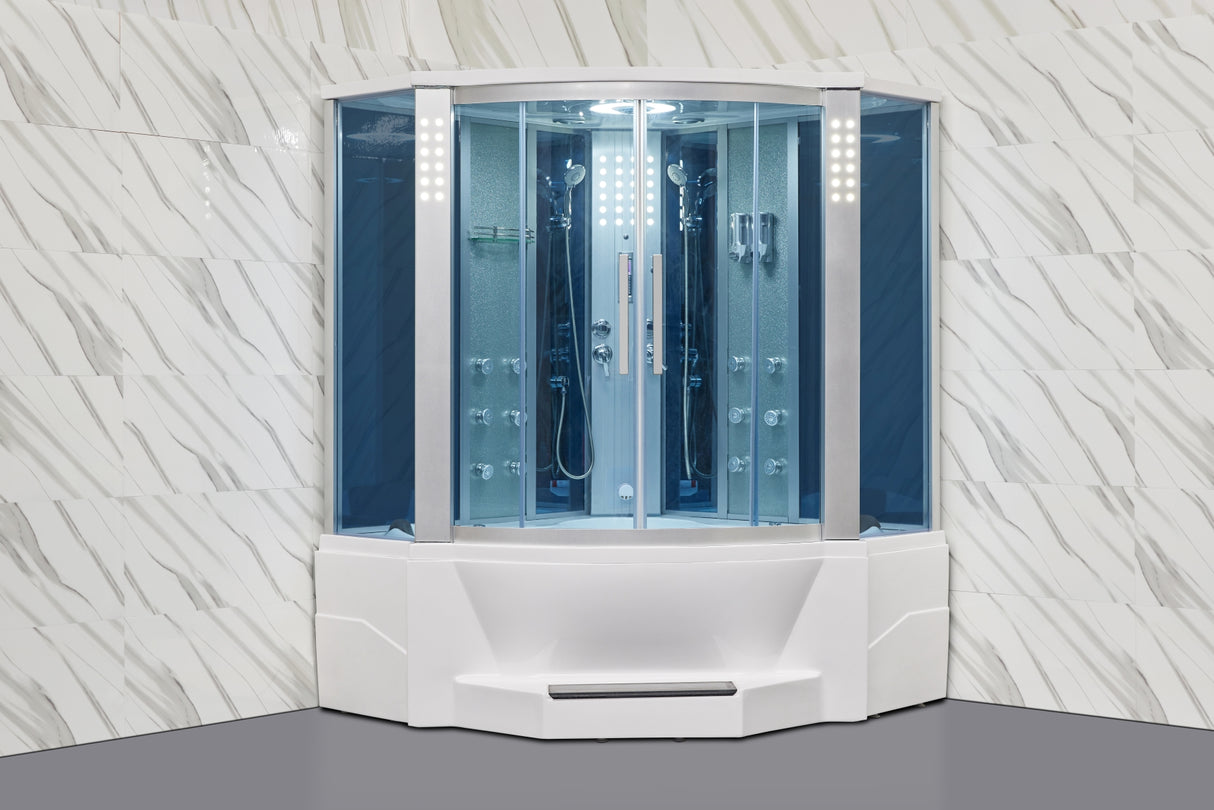 Mesa 701A Combination Corner Steam Shower with Jetted Massage Tub